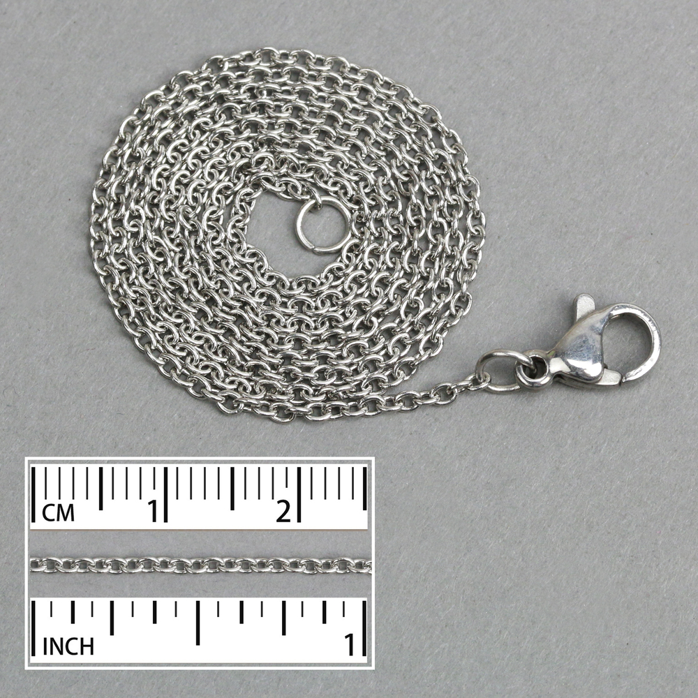 Chain & Clasps Stainless Steel Rolo Chain 1.5mm with Clasp,16", Pack of 5